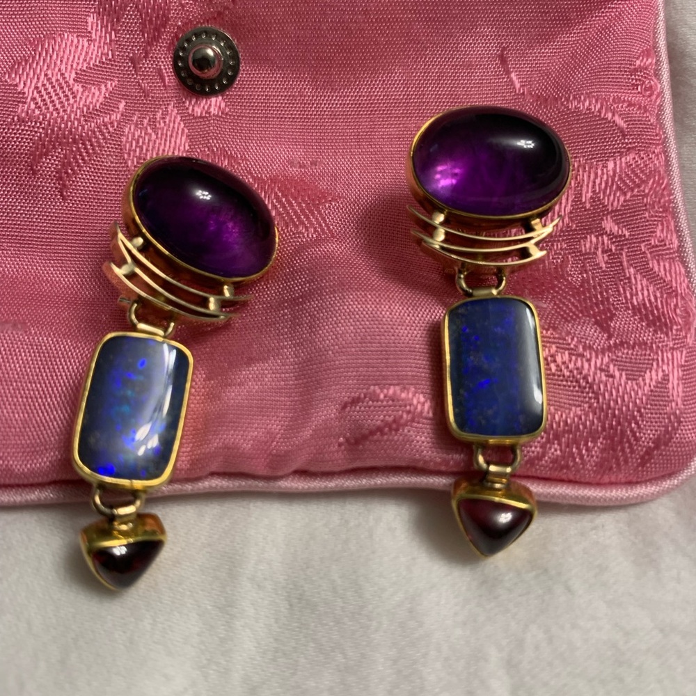 14k and 22k gold mixed stone earrings